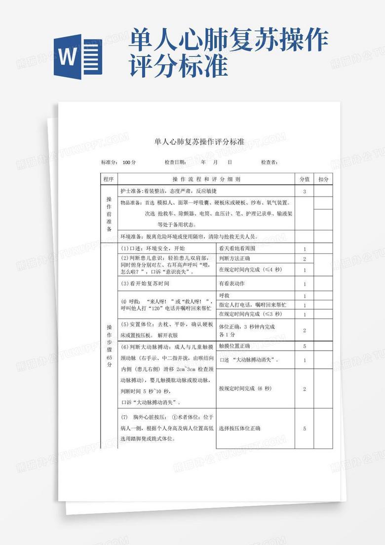 最新心肺复苏评分标准表格及其实际应用指南